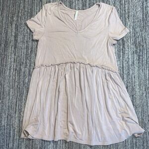 90s y2k Lime n Chili Babydoll Tunic Top Casual V Neck Short Sleeve‎ Blush Size S